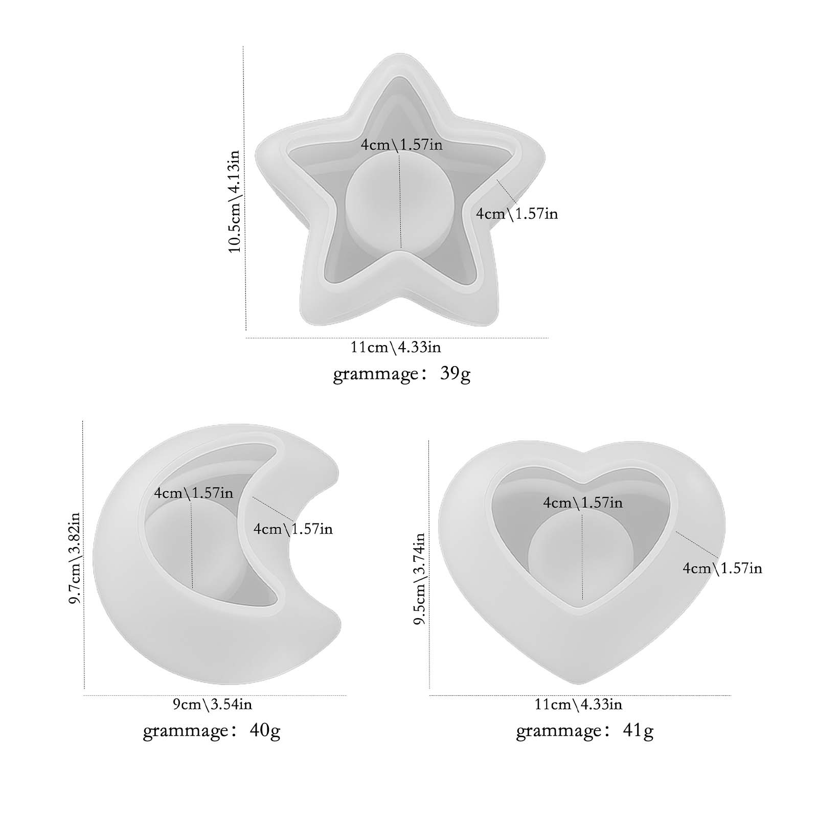 Set Of 3 Silicone Molds For Making Star, Moon, And Heart-shaped Candles - Ideal For Decorative Items, Molds Are Reusable, Easy To Clean, And Great For Enhancing Furniture, Perfect For Craft Lovers