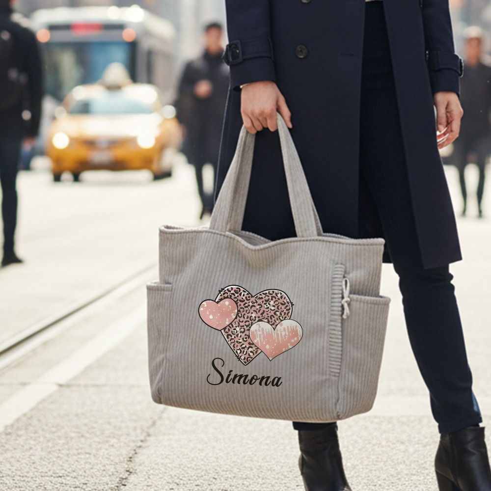 TEMU Personalisierte Cord-Handtaschen, Individuelle Alltagstaschen, Reise-Umhängetaschen, Damen-Schultertaschen, Geschenke für Frauen, Geschenke für