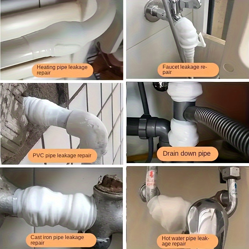 1 рулон самослипающейся силиконовой ленты - мгновенный   утечек, прочный водонепроницаемый герметик для пвх/стекла/металла/камня, устойчивый к высоким температурам (без инструментов/клея) -   утечек для diy, сантехники, раковин, душевых, ванн, туалетов - мгновенное склеивание Детали 2