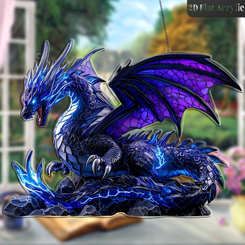 TEMU 2d Flat, Suncatcher Pendant - 2d Flat Acrylic Hanging Ornament Suitable For Home Office, Game Room Decor, Dragon-themed Gift For Christmas,
