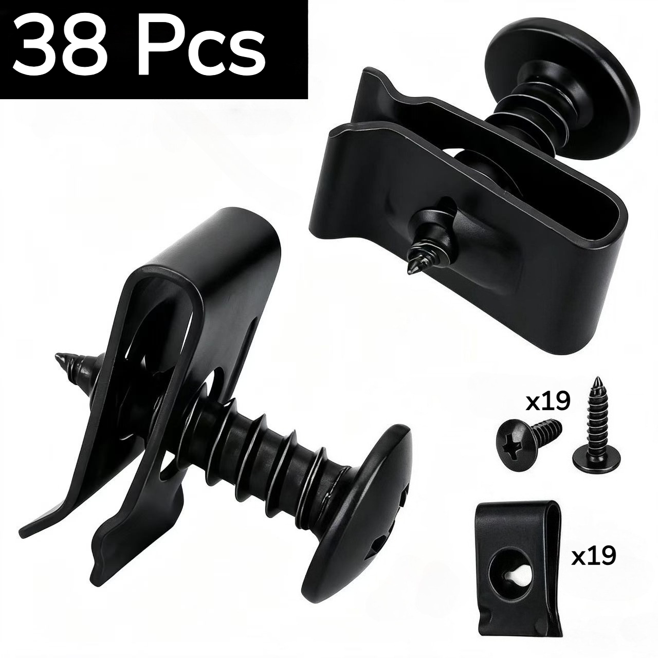 TEMU Set da 38 pezzi (clip a U + viti) per fissaggi a morsetto , clip per paraurti anteriore e staffe di montaggio per pannelli della , per paraurti,