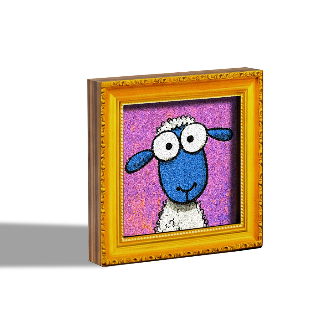 TEMU 1pc Cute Fridge Magnet, Wooden Mini Decorative Painting, Cartoon Big- With Purple Textured Background, Wooden Fridge Magnet, Kitchen Decoration,
