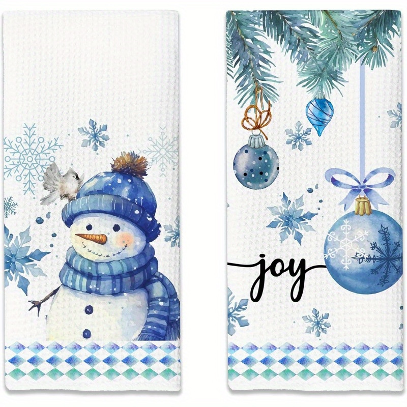 

2pcs Christmas Snowman Kitchen Towels - 18x26" Polyester Dish & Hand Towels For Home, Farmhouse Decor | Machine Washable