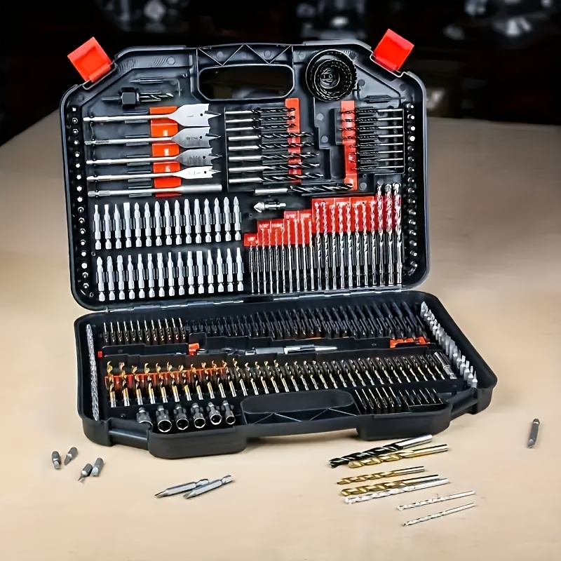246pcs Drilling Bit Set Attached Storage Box H2worm Bit Titanium Coated Wood Metal Drill Bit For Cutting Drilling Polishing