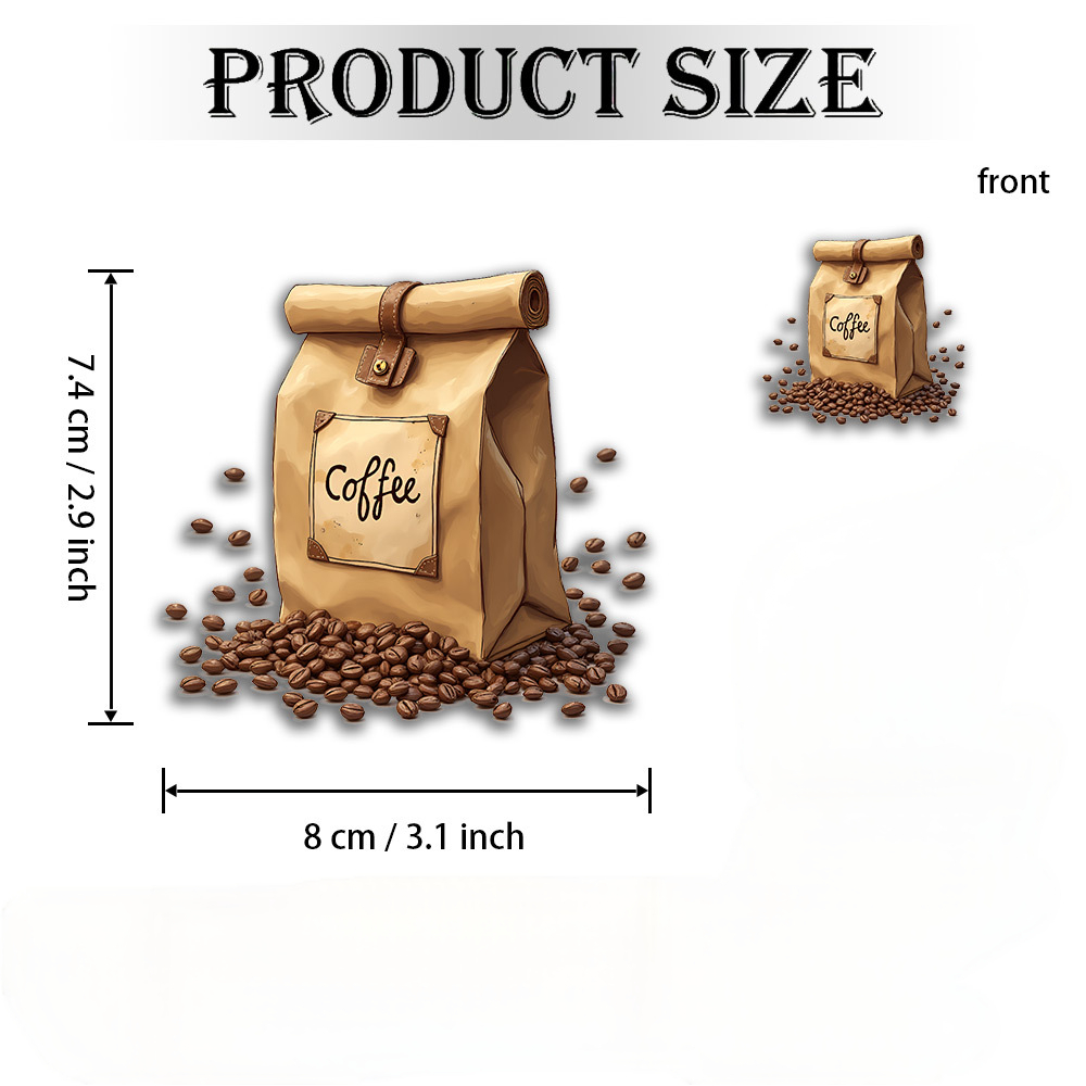 TEMU 1 Aimant de réfrigérateur sur le thème du café, idéal cadeau pour les amateurs de café, représentant un sac marron peint à avec une poignée en