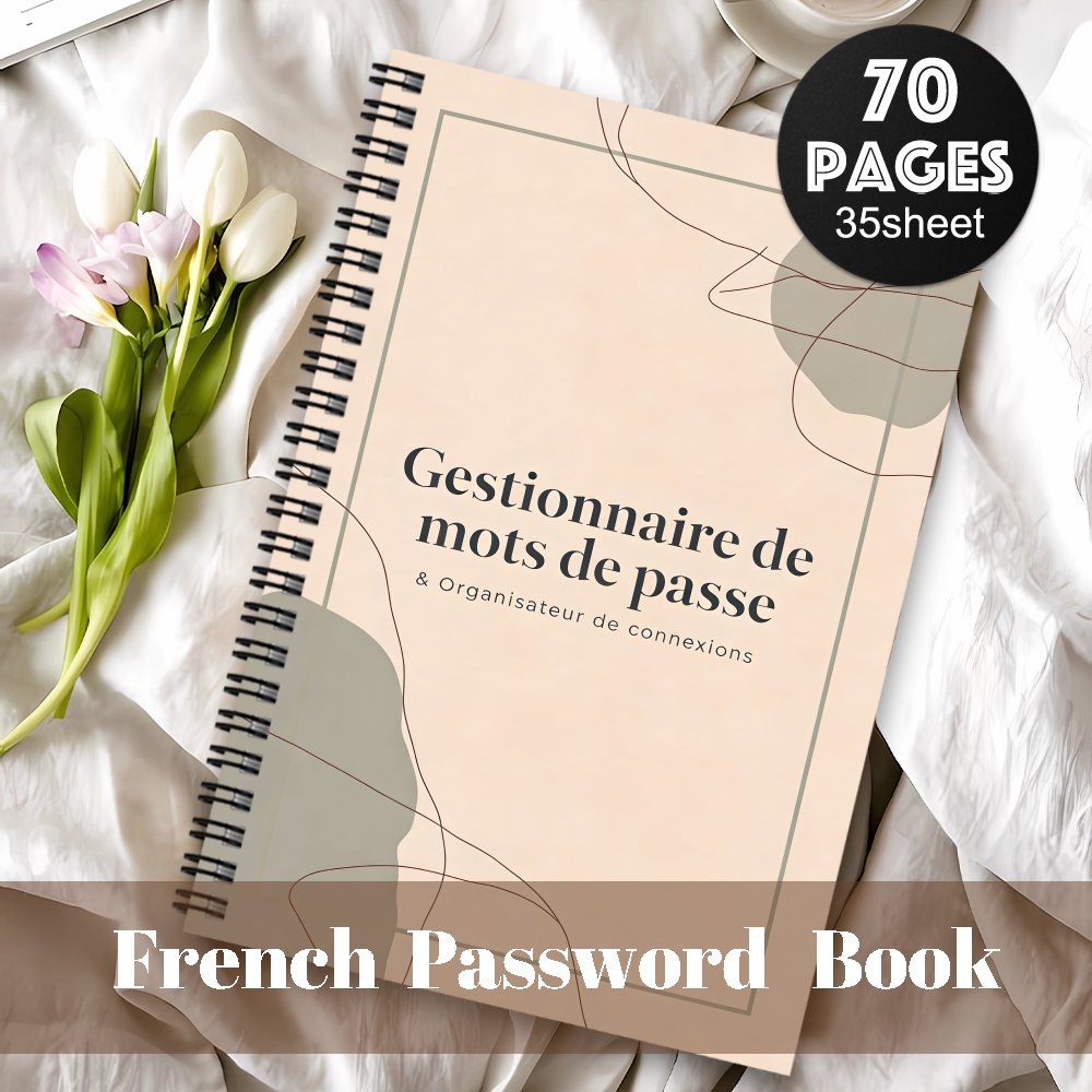 TEMU 1pc Carnet Spirale de Passe Français Amusant pour Internet et à Ordinateur, Enregistrement de Sites Web, Pseudos, Cahier de de Passe pour