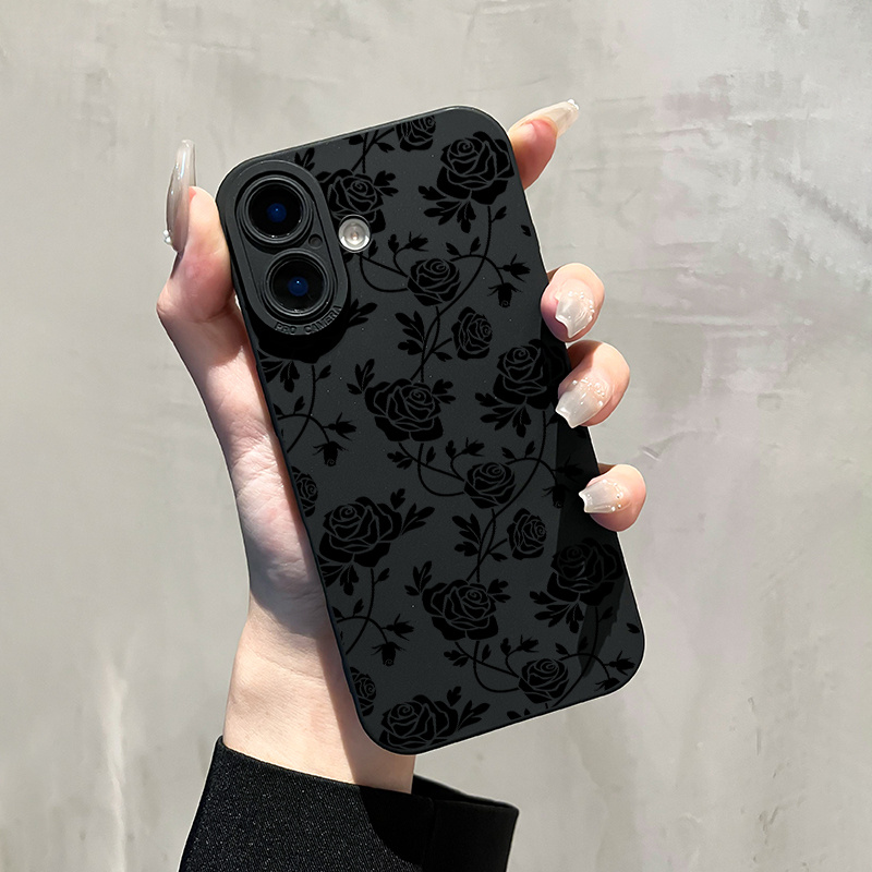 TEMU For Iphone 16 15 14 13 12 11 Pro Max Xs Xr Se Hot-selling Silicone Shockproof Flower Pattern Phone Case 2024 New Christmas Phone Case Th1