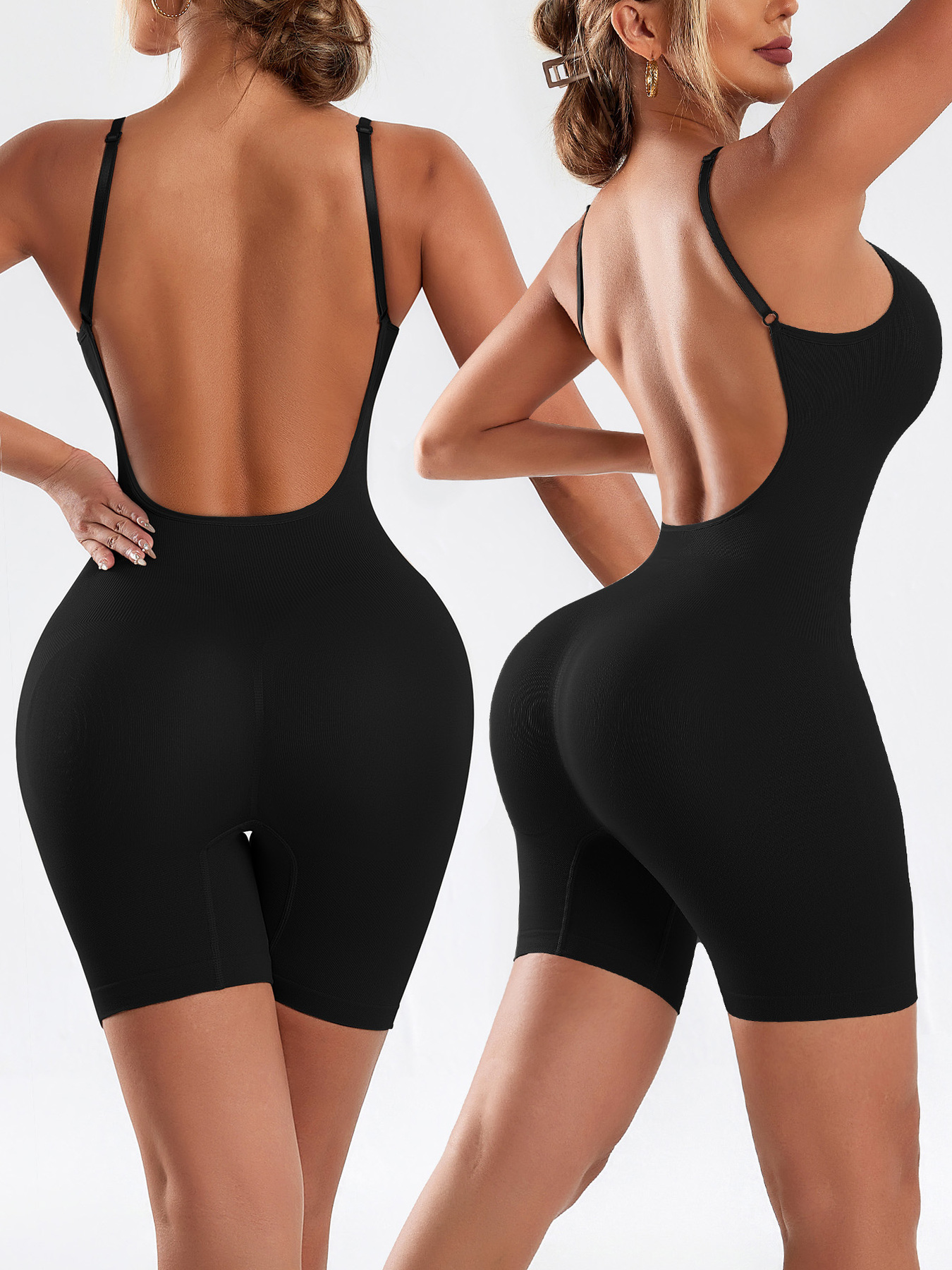 1pc CELILIN Women's Full Backless Shaping Bodysuit - Medium Support Tummy Control Butt Lifter, Seamless One-Piece Suit, Breathable Lightweight for Yoga, Gym & Casual Attire, Machine Washable Solid Color (No Chest Padding)
