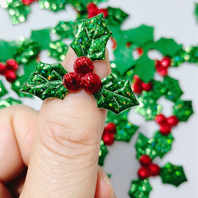 TEMU 26pcs 22pcs 3.4cm/1.34in 2.7cm/1.06in New Christmas Green Leaf Gift Box Decoration Flower Arrangement Diy Handmade Accessories Materials
