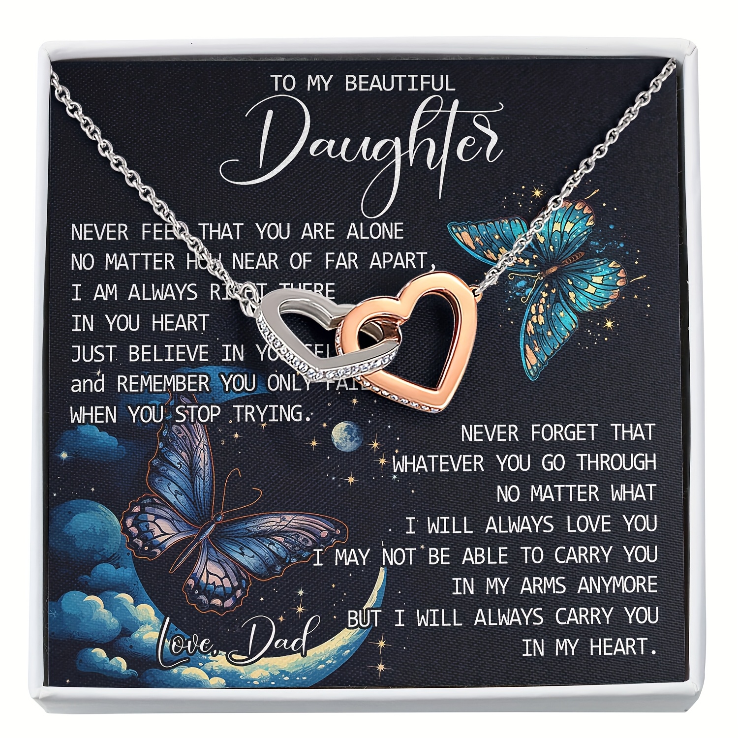 TEMU A Necklace Featuring Butterflies, A Gift From A Father To His Lovely Daughter., For, Christmas Presents, Birthday Presents