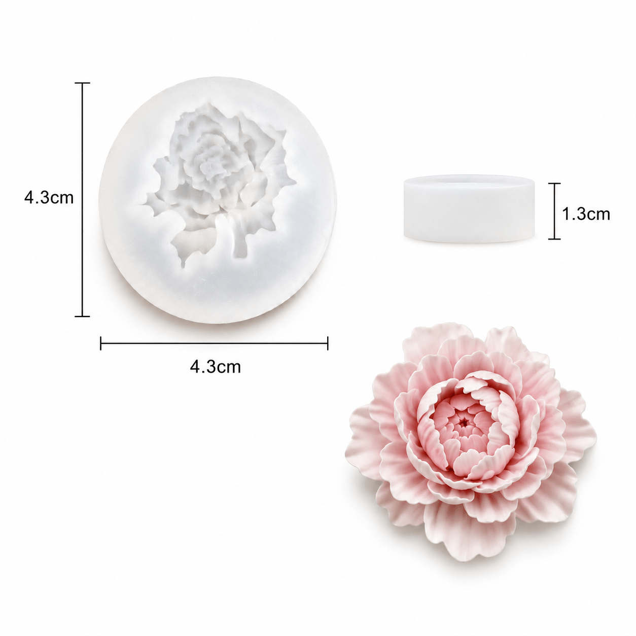 TEMU Moldes de resina de silicona de 3D de mini peonías en flor completa, herramientas de manualidades, molde para velas, adecuado para cera, jabón,