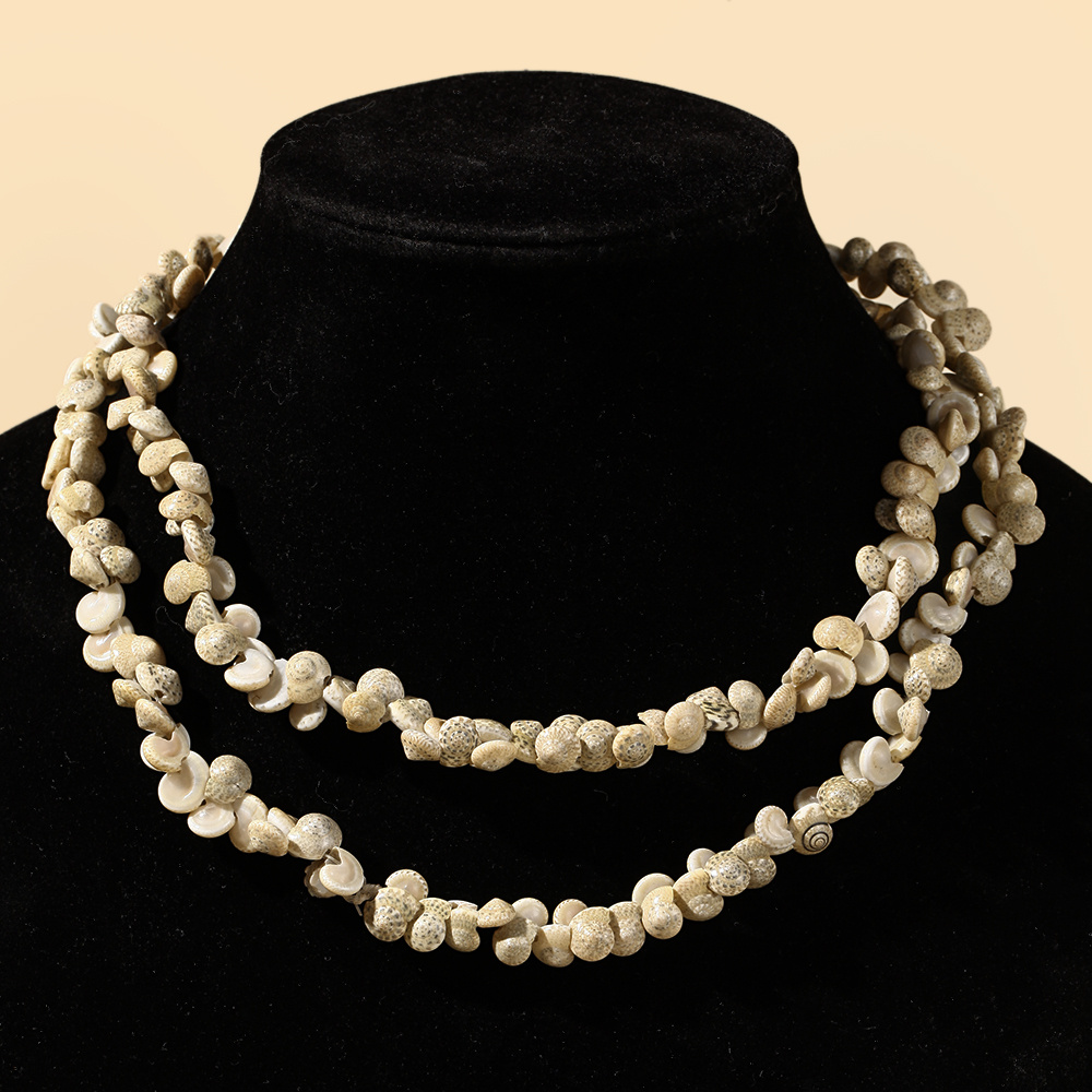 TEMU 9-10mm Natural Shell Beads Irregular Shell Fashion Necklace Bracelet Jewelry Handmade Accessory Materials Length 15in