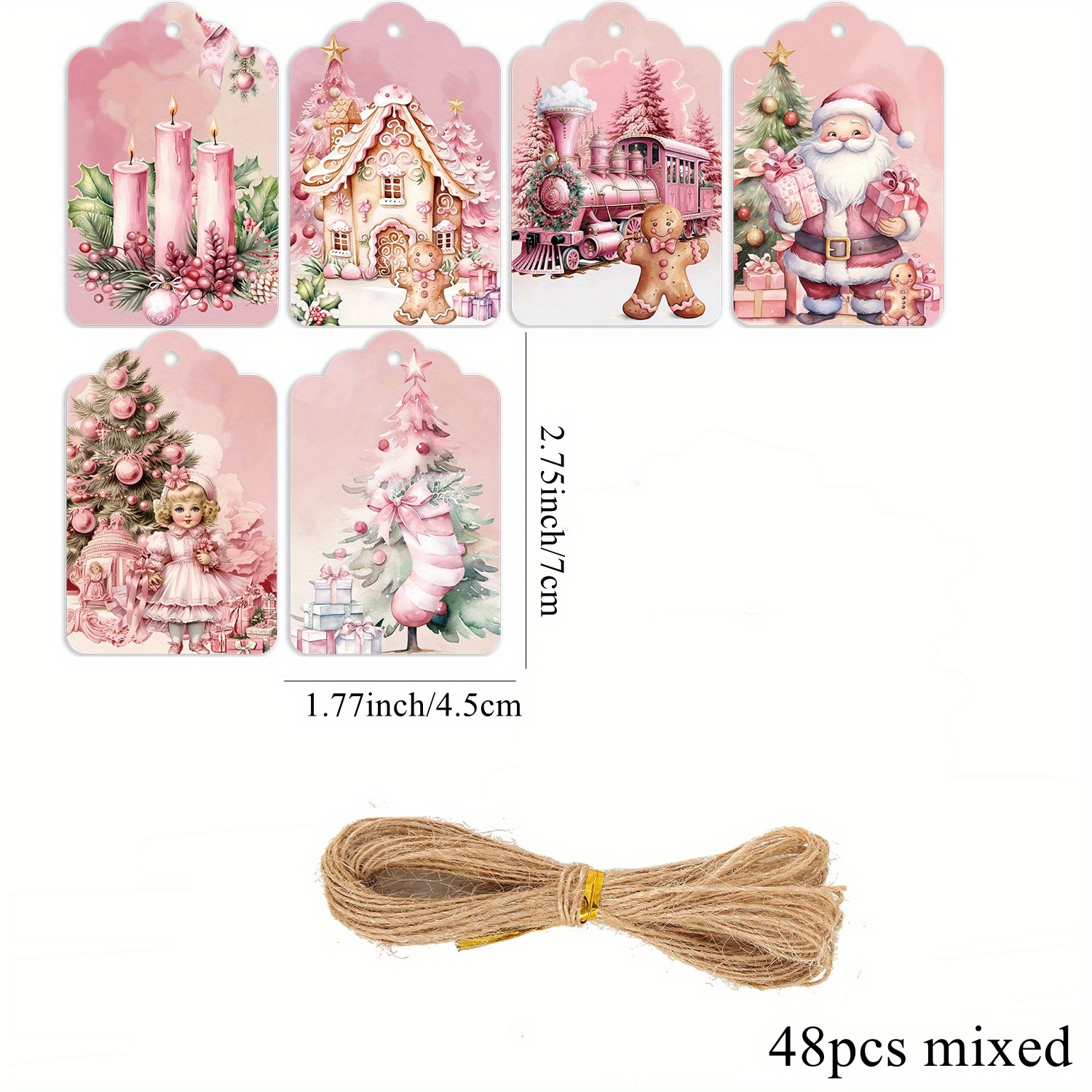 Image of 48pcs Christmas Paper Hanging Tags Cartoon Santa Claus/ Snowman Labels For Merry Decoration Noel Diy Gifts Packaging Supply