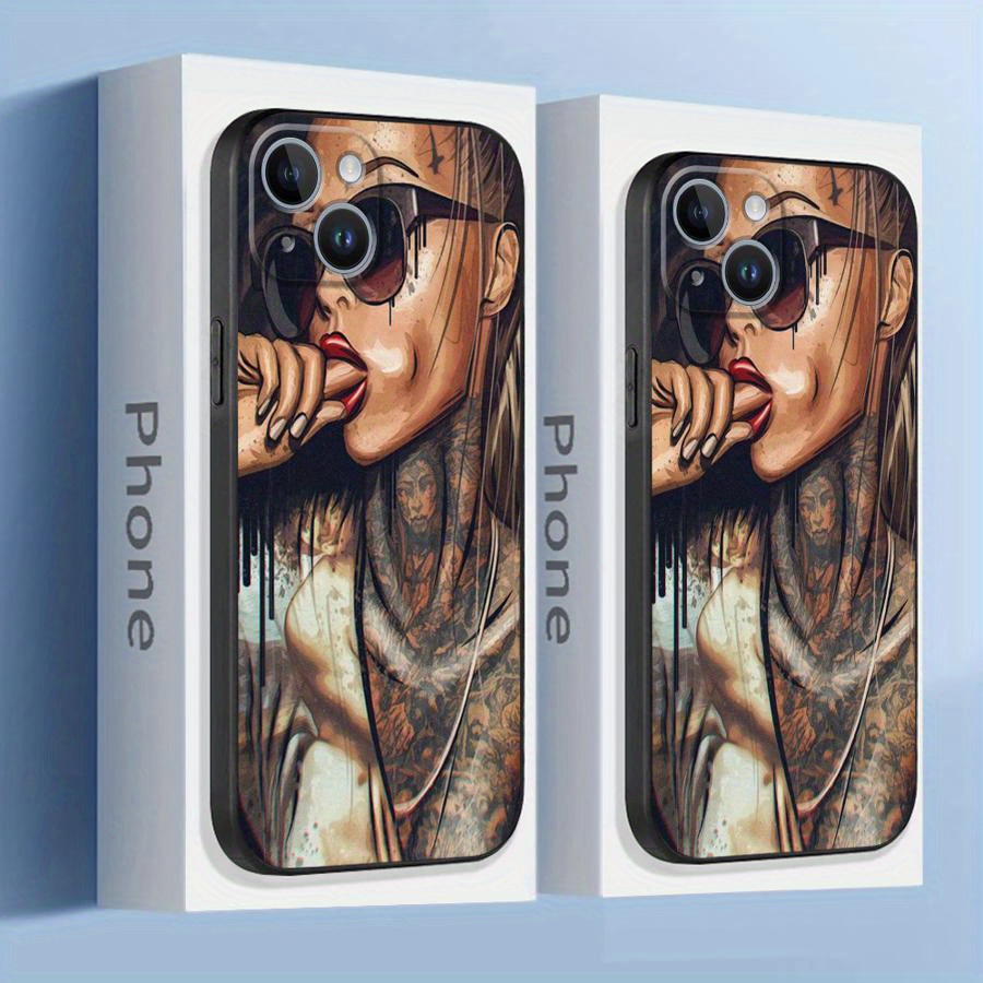 

Tattoo Women Matte Phone Case For 15 14 Plus 11 11pro 12pro 13pro 14pro 15pro 16pro Protective Silicone High-quality Soft Shockproof Cover