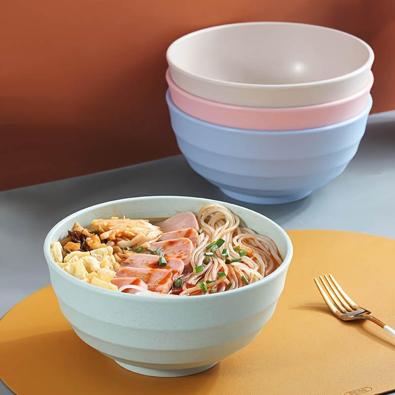 4 件装不易碎的谷物碗套装 - 24 盎司 pp 塑料碗，用于汤/米饭/谷物 - 微波炉和洗碗机安全 - 轻便餐具 - 家庭、露营和礼物的防碎设计（4 种颜色） 商品详情 1