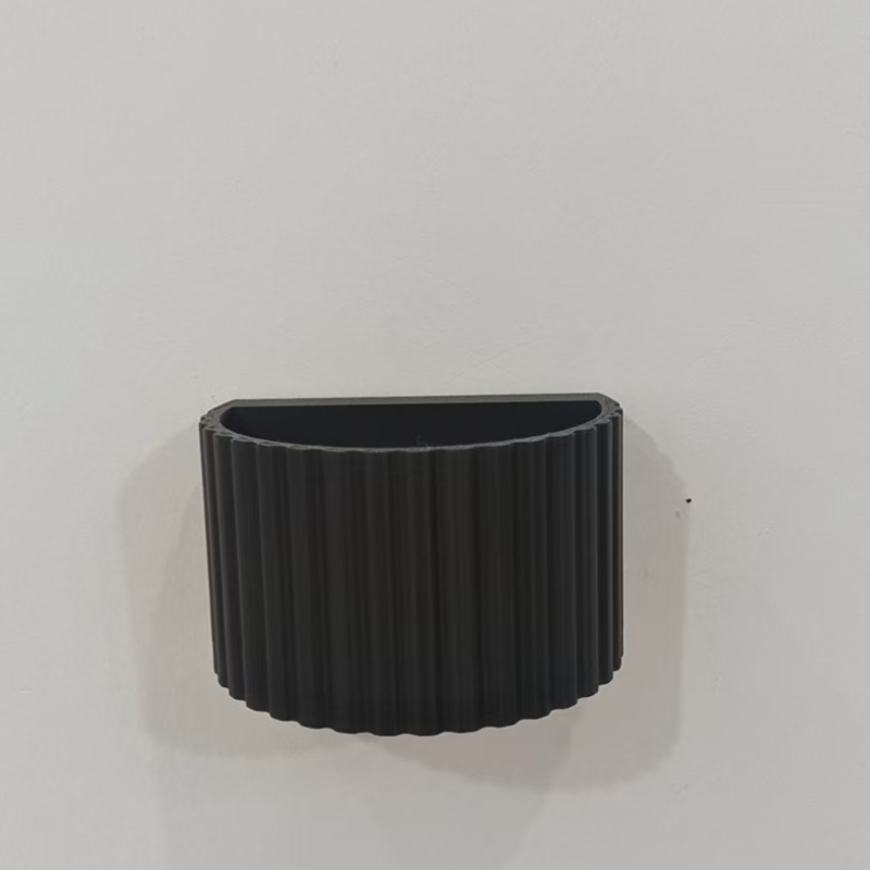 TEMU Nordic Style Black Wall-mounted Flower Pot, Vertical Stripe Texture Suitable For Succulents, Herbs, Small Potted Plants For Bedroom, Study,