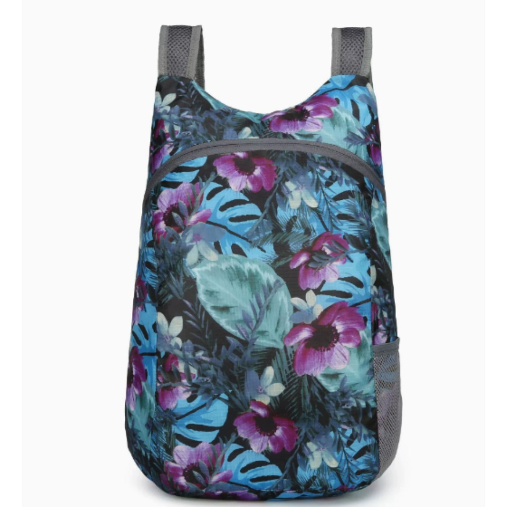 TEMU New Multi-functional Portable Folding Backpack With Plant And Floral Pattern, Stylish And Compact Double Shoulder Bag, Lightweight Skin Bag,