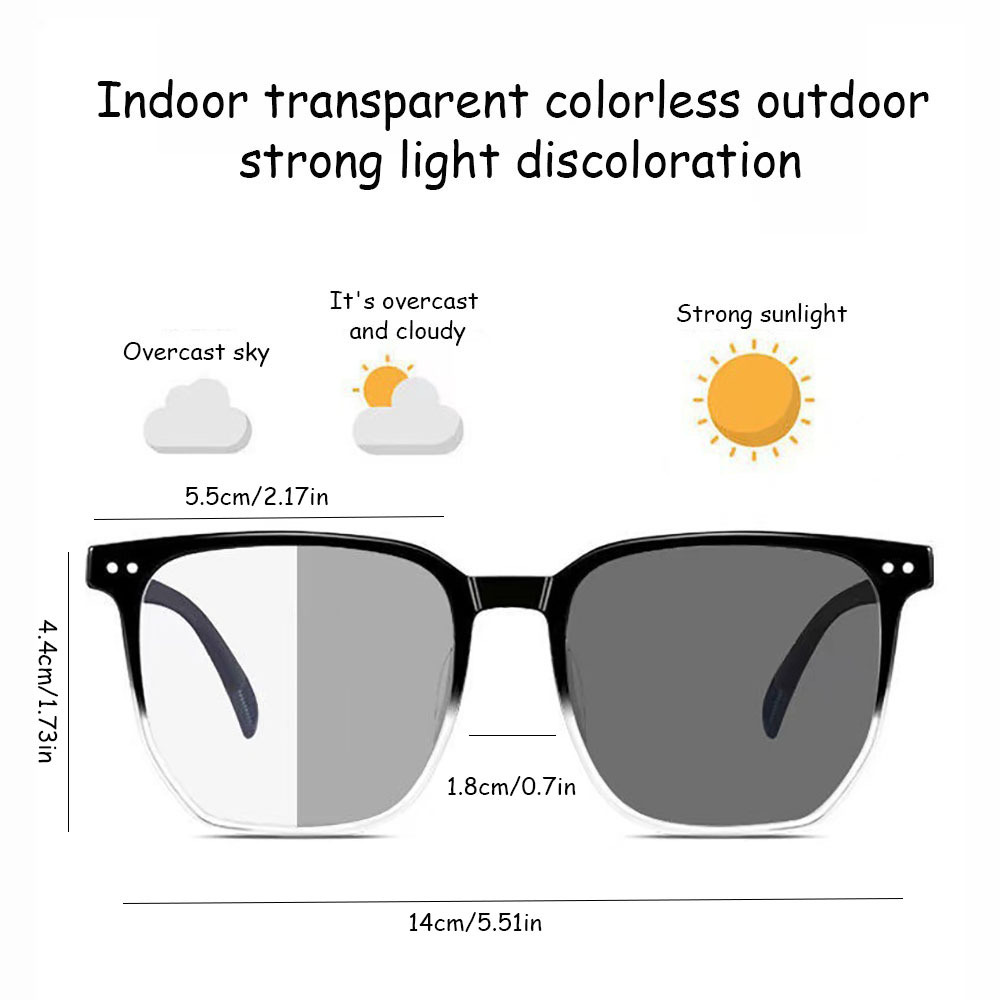 TEMU 1 paire de lunettes photochromiques tendance - design rétro ovale et carré, verres transition unisexe monture PC idéal pour port cadeau