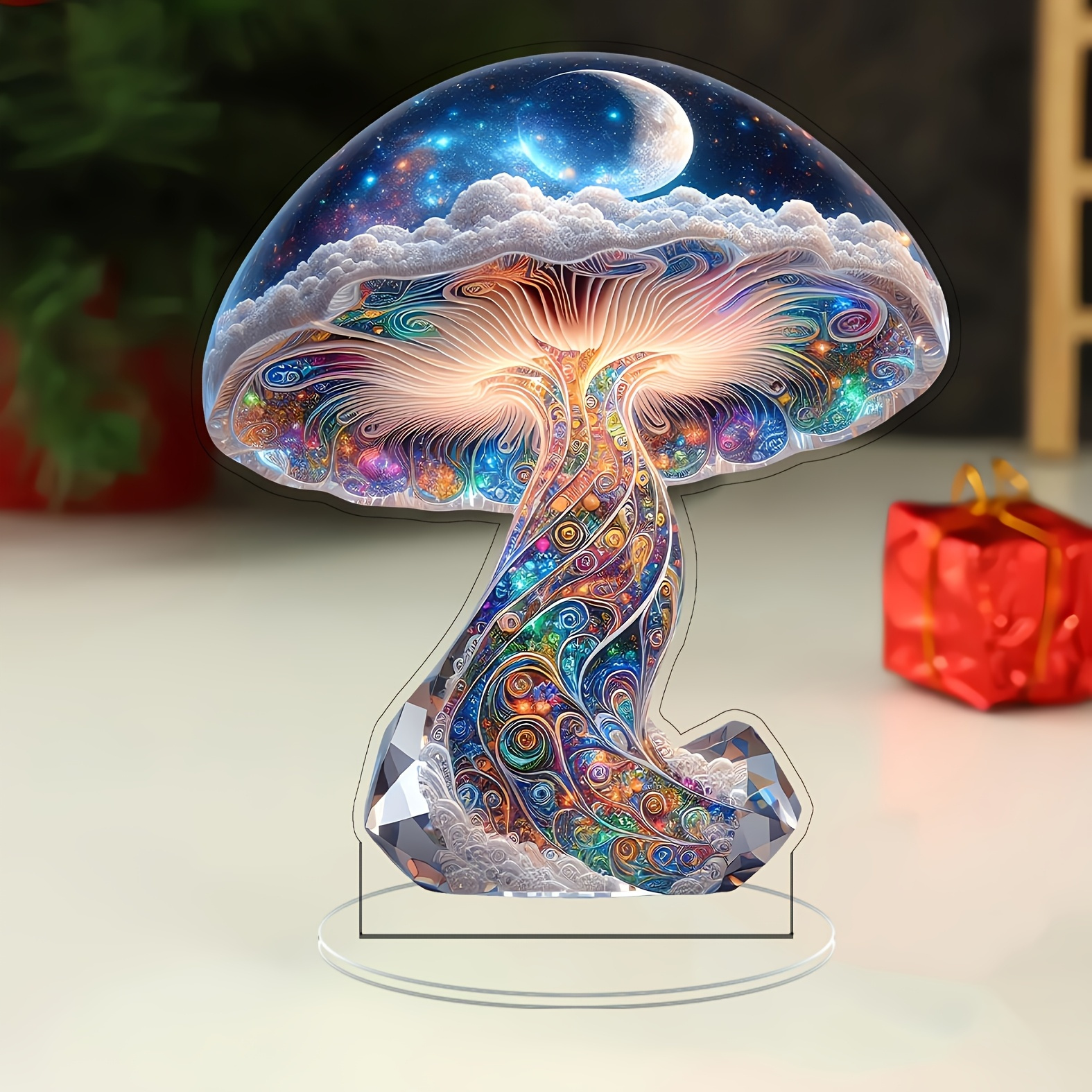 

1pc 2d Mushroom Crystal Decoration, Bohemian Style Table Decorations, Art Statue Without Electricity, Birthday And Graduation Gifts, Suitable For Home, Kitchen, Any Room Decoration