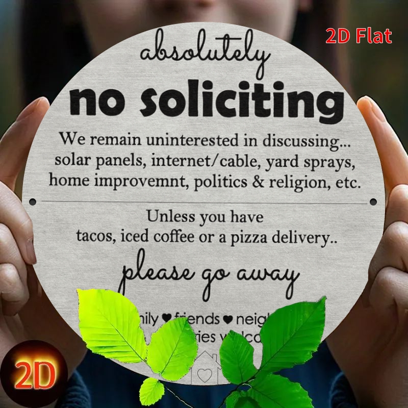 TEMU 2d Flat - "no Soliciting" Sign - Thick Aluminum Metal Plaque With Pd.d | Compact 7.8 Inch/20 Cm, Ideal For Bedroom, Office, And Door Decor |