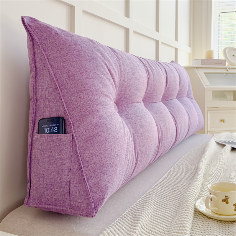 TEMU New Removable And Washable Comfortable Skin-friendly Long Cushion With Secure Buttons For Bed Back Support, In