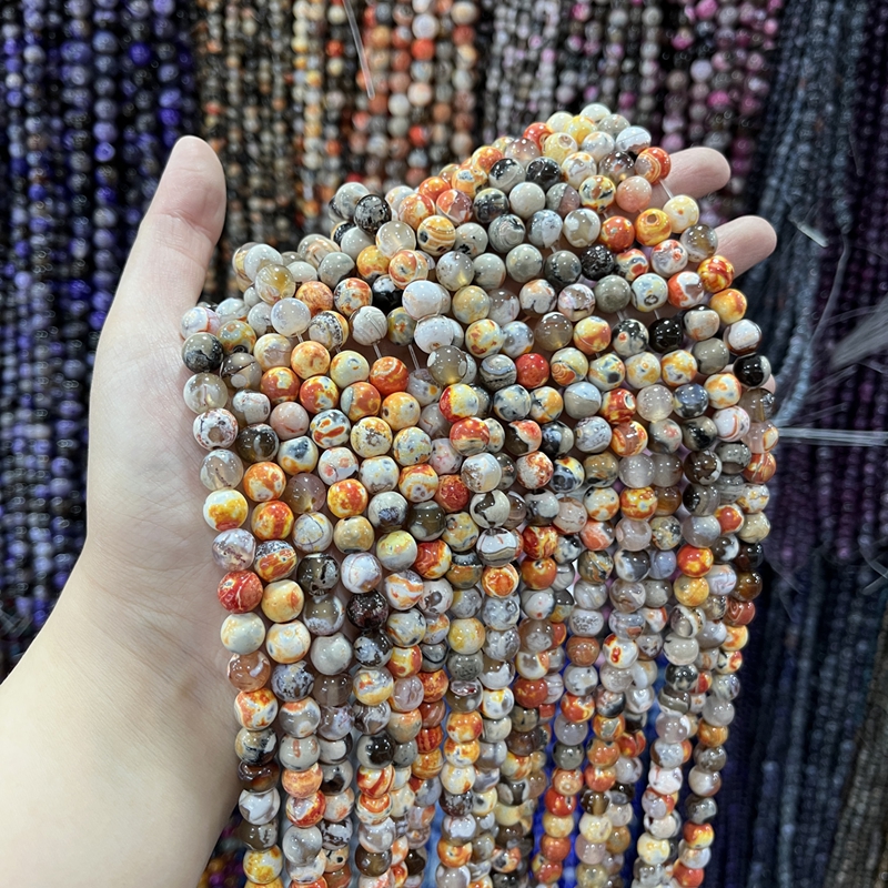 Natural Coffee-Flame Agate Beads for DIY Jewelry Making