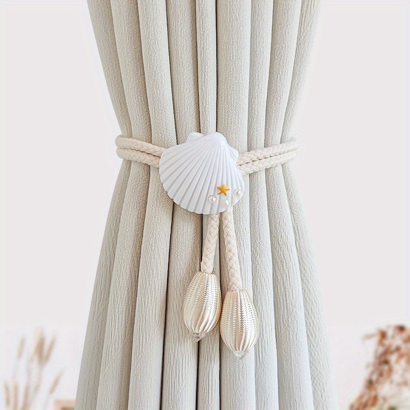 E-shop klassischer künstlicher muschelförmiger Vorhanghalter, eleganter gewebter Harz-Gardinenring, dekoratives Accessoire für Schlafzimmer