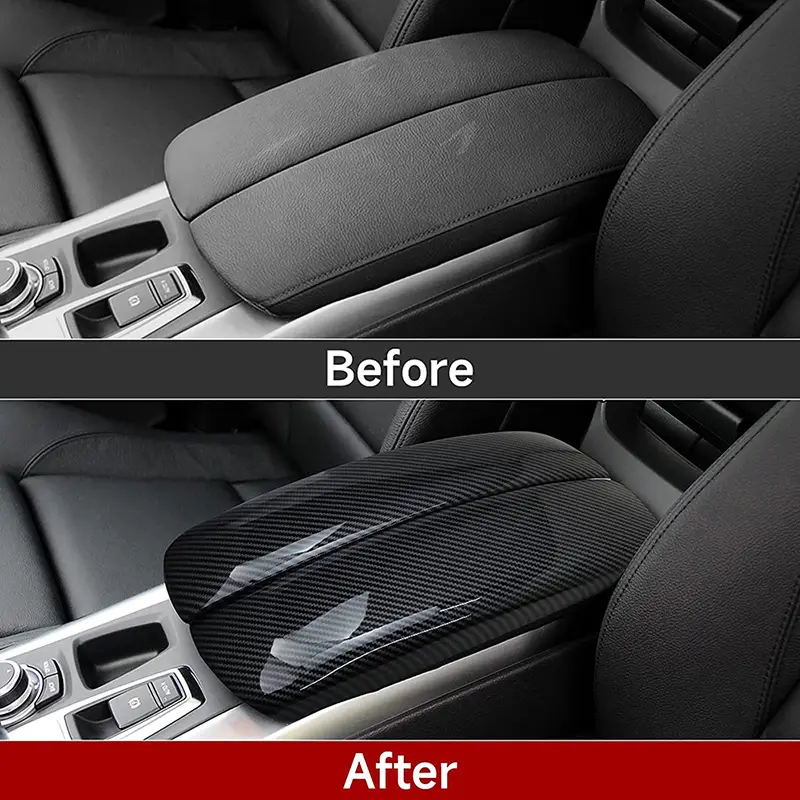 Carbon Fiber Center Console Armrest Box Cover Trim – For BMW X5 E70 (2007-2013) & X6 E71 (2008-2014)