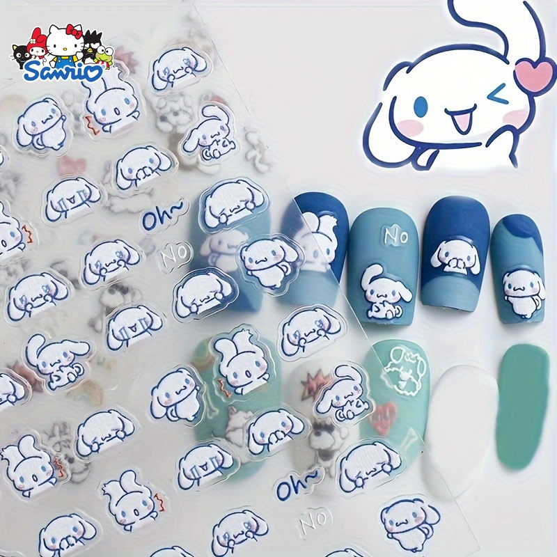 

Sanrio Cinnamoroll Nail Art Stickers - Sparkling Self-adhesive Cartoon Decals, Diy Manicure Perfect Gift, -free Plastic Material, Nail Stickers