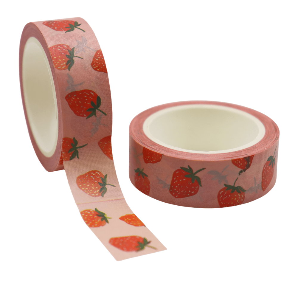 A Roll Of Summer-themed Washi Tape, Measuring 393.7 Inches Long And 15 Millimeters Wide - Featuring A Design, Perfect For Scrapbooking, Crafts, Stationery, And Gift Wrapping.