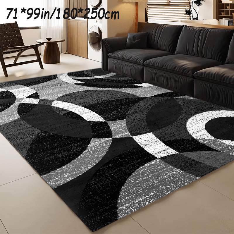 TEMU [   800 Grams Per   Non-slip Bottom] 1pc Christmas Decoration Area Large Carpet Abstract Geometric Black Gray Carpet Non-slip Machine Washable
