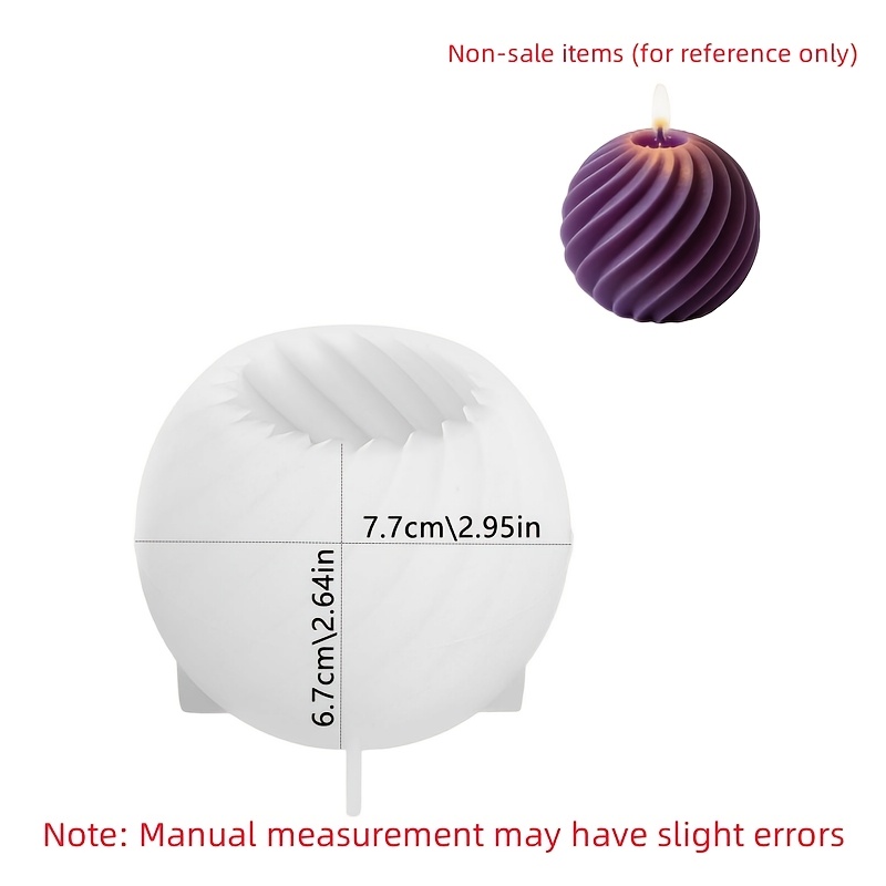 TEMU Stampo in silicone per candela a sfera origami a righe geometriche - Stampo fai da te per candele profumate per decorazione , ornamento regalo