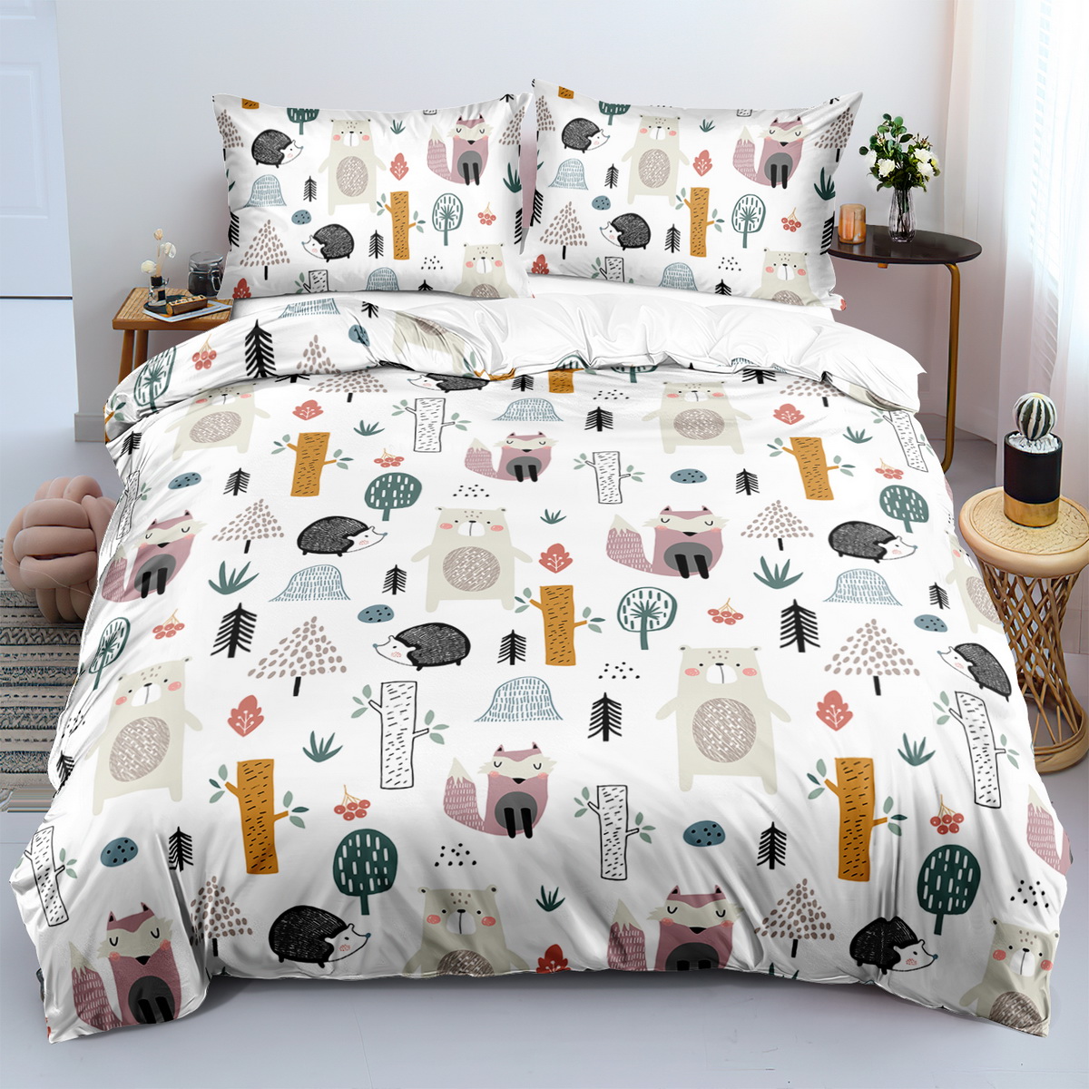 

Duvet - 2/3pcs, Comfortable , Bear Fox Set, 100% , , Includes 1 Duvet Cover + 1 Pillowcases (no ), , , 90g , , Zippered