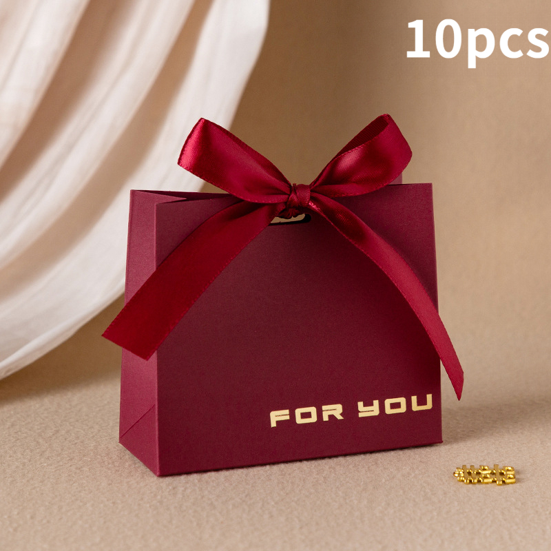 E-shop Geschenk für Sie/Ihn 10 Stk. kleine Geschenktüten „für Dich“ & „Danke“, Karton-Geschenktüten mit Satinbändern für Gastgeschenke, Hochzeiten &