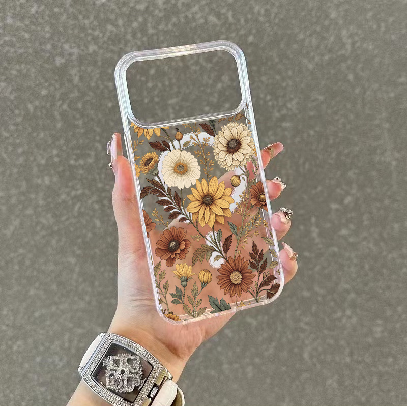 TEMU Phone Case - Multicolored Retro Daisy Magnetic Phone Case Suitable For Iphone 17 16 15 14 13 12 11 Pro Pro 17 Plus Air 17 Pro Max Fashionable