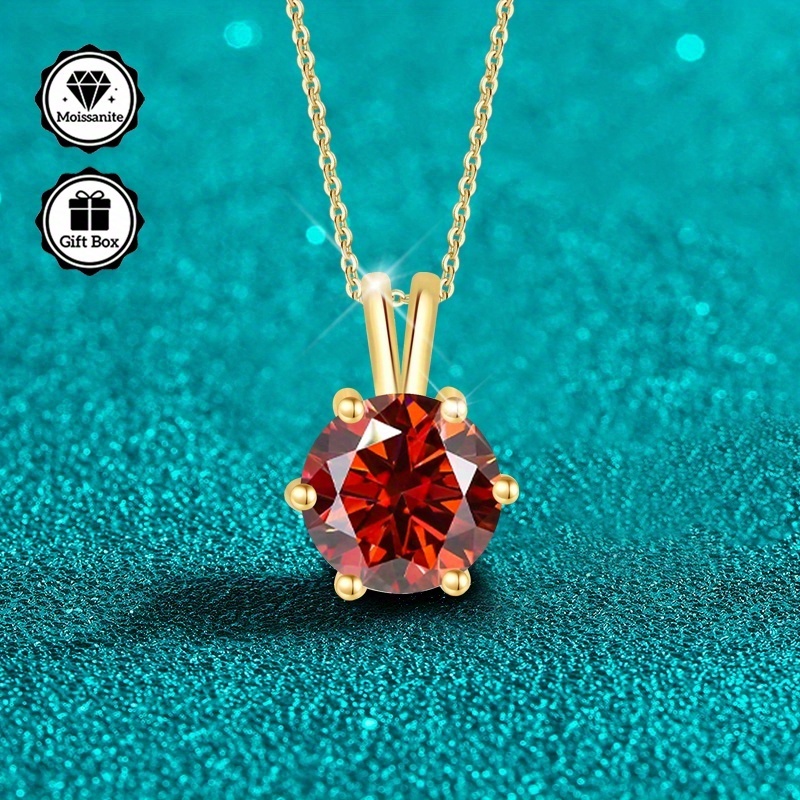 2-Carat Moissanite Pendant Necklace, Adjustable Length