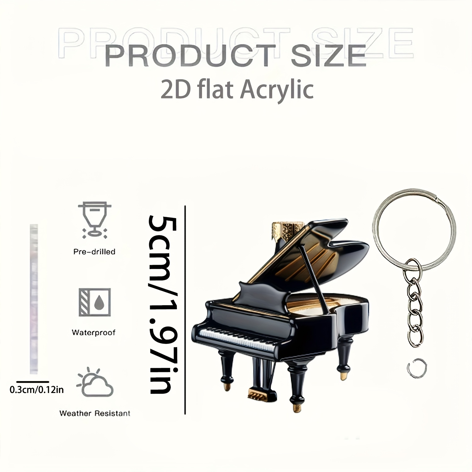 TEMU 2d Flat Acrylic Fashionable Piano Halloween Christmas New Acrylic Ornaments, Car Rearview Mirror Ornaments, Creative Car Interior Additions,
