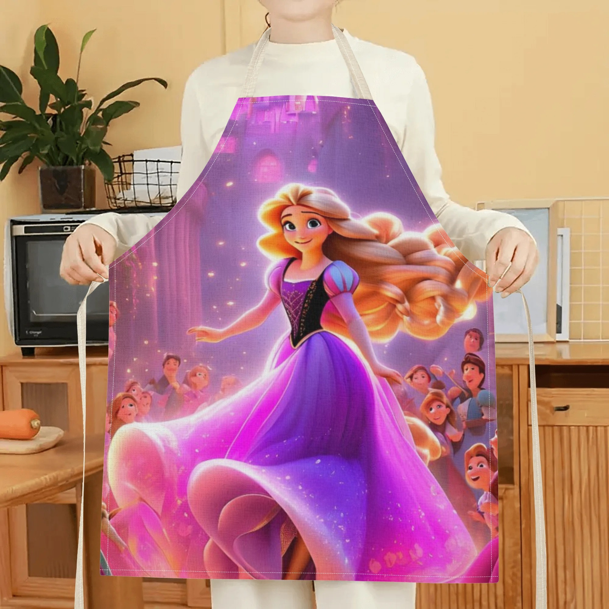 disney   cartoon waterproof apron - vibrant,   polyester with fairy tale print for kitchen, restaurants, hotels, and home use details 5