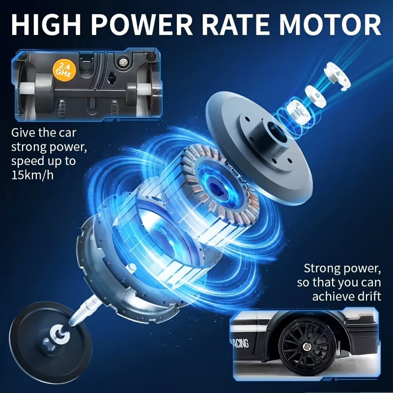 High-Speed 4WD RC Drift Racing Car with Cool Lights - Rechargeable, Multi-Color, Perfect Birthday Gift for Youngsters