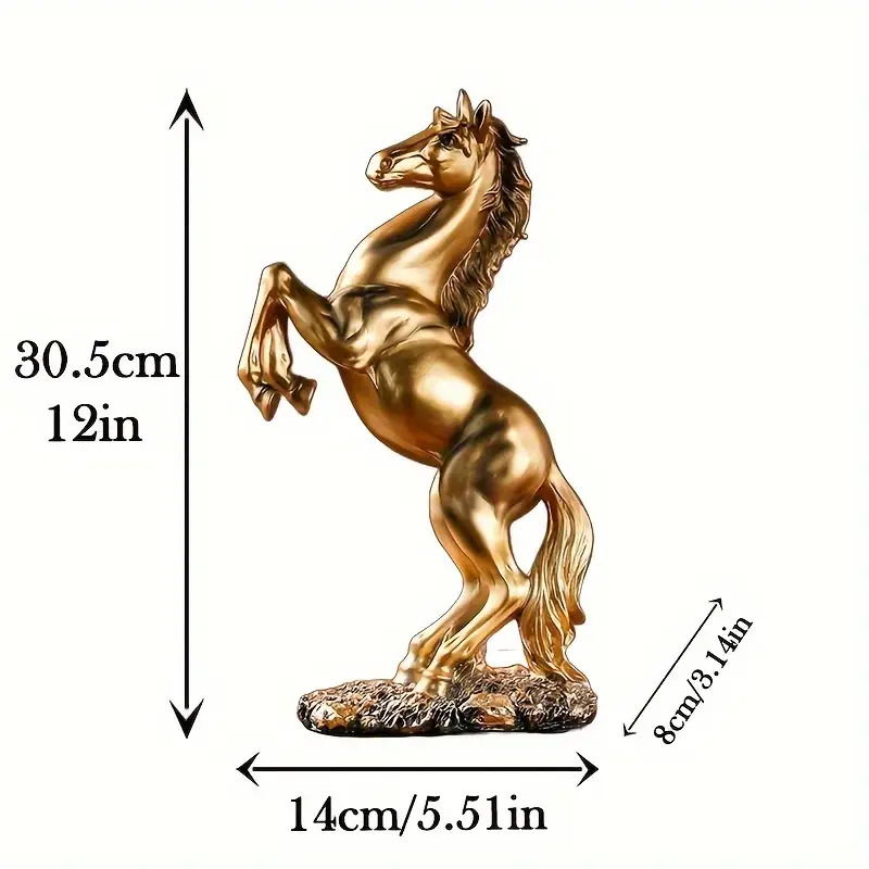 TEMU 1pc, 3d Horse Decoration, 12inch* 5.51inch* 3.14inch Cm, Suitable For Bookcases, Rooms, Offices, Cafes, And Bar Decorations, Resin Statue Craft,