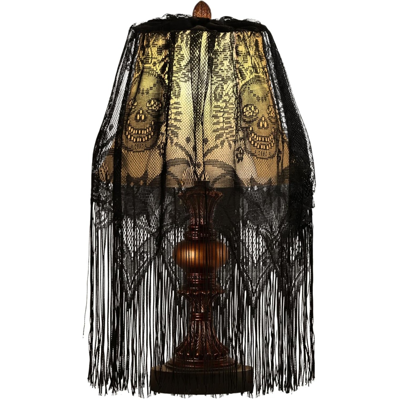 Image of For Halloween Decor Lamp Shade, Large Web Lampshade, Black Lace Cover For Indoor And Outdoor Table Decorations, Suitable For Halloween Decoration