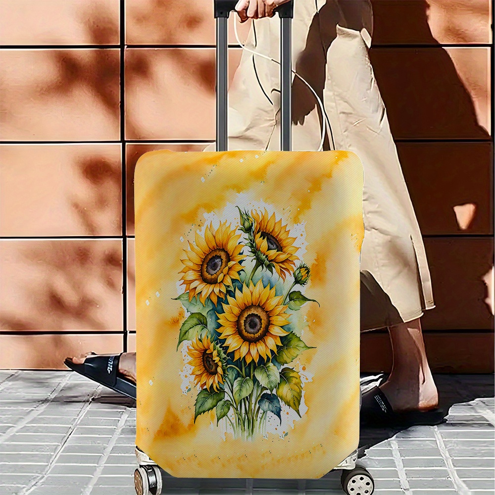 1pc vibrant sunflower pattern elastic polyester luggage Temu Oman