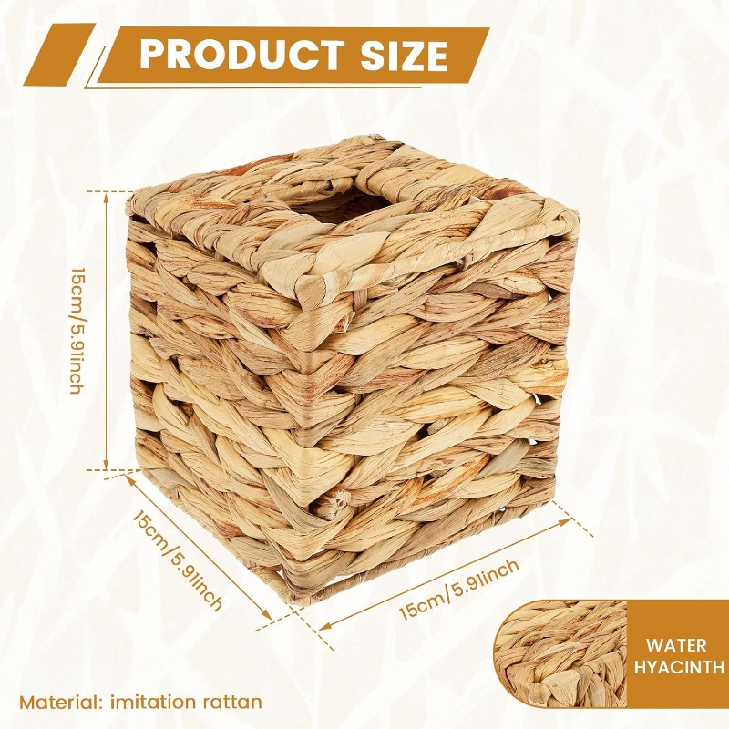 2pcs decorative woven tissue box cover - round woven tissue holder with   lid,   woven texture, durable woven fabric for bathroom, living room, office - decorative tissue dispenser organizer, portable tabletop storage for home & travel, fits standard tissues, rustic modern decor in beige & brown tones, aesthetic facial paper box cover with woven design for   decor, portable for table use, bathroom decor, elegant and functional tissue holder, tissue holder Product details 1