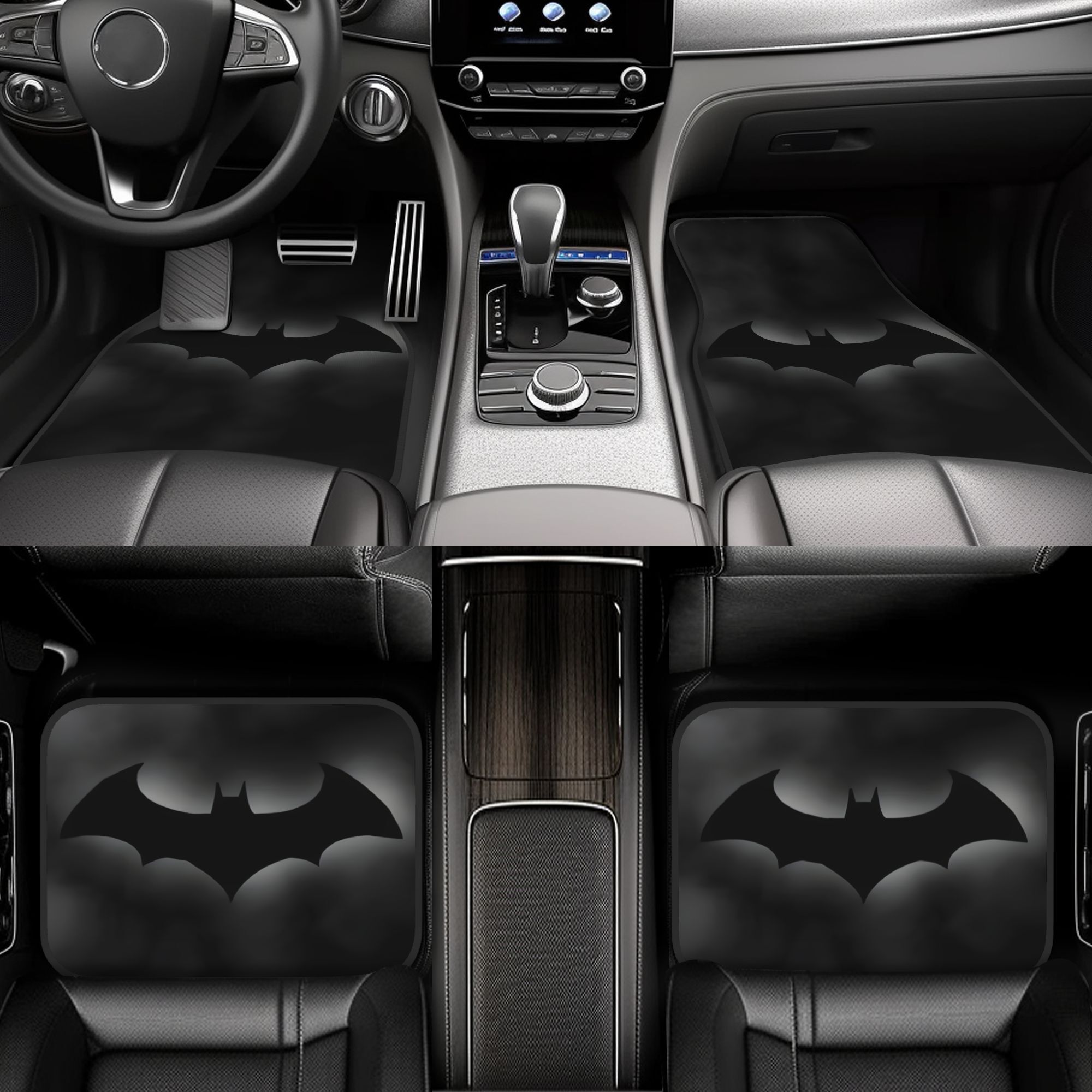 TEMU 4pcs Designed As The Batman Theme Universal Car Floor Mats, Non-slip And Durable, Suitable For Interior Protection In Sedans, Trucks, And Suvs,