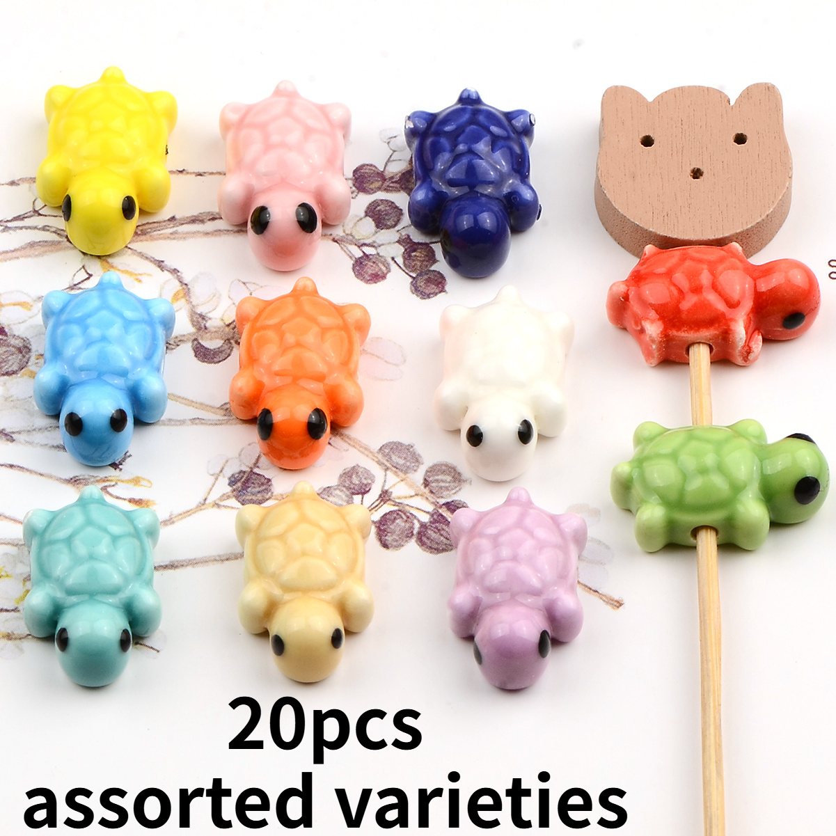 TEMU Set da 20 pz di Ciondoli e Perline a Forma di Marina 3D Ispirati alla Ceramica in Colori Casuali - Perline Distanziatrici a Forma di Animale