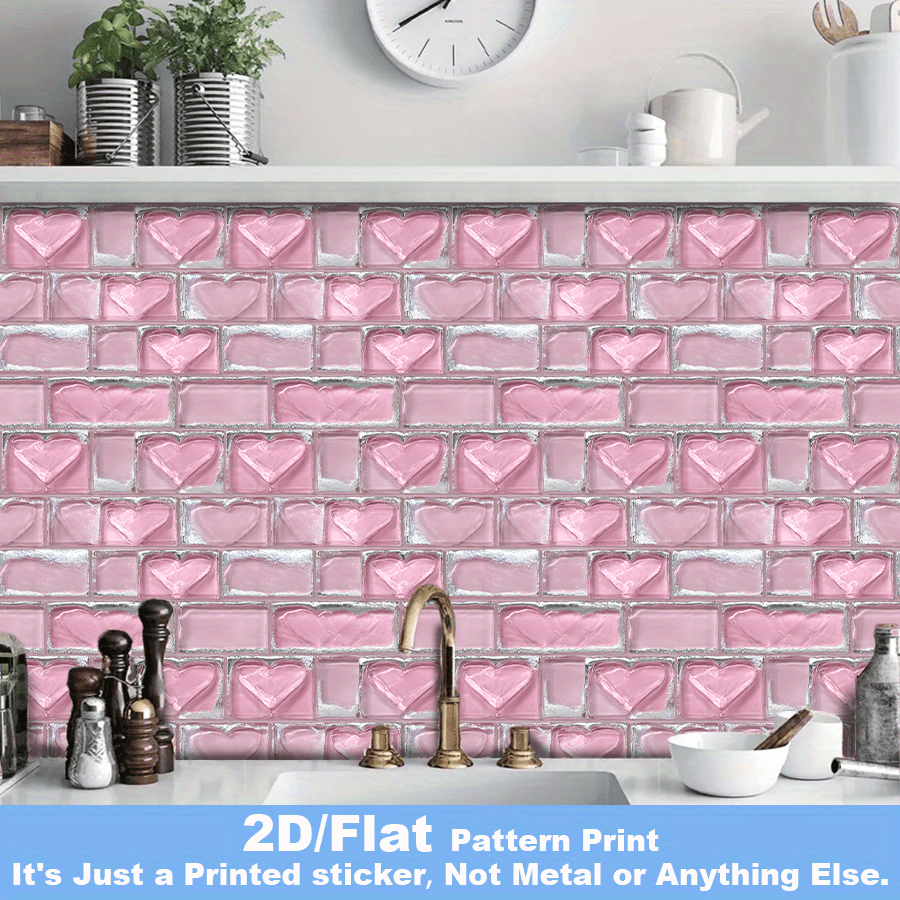 10 st 2d platta, vinylgolvplattor - rosa hjärtbrickmönster, självhäftande tapet för studie, kök, bakgrundsdekoration, 30,0x30,0 cm, och sött stil. pvc - verktyg & hemförbättring - Temu