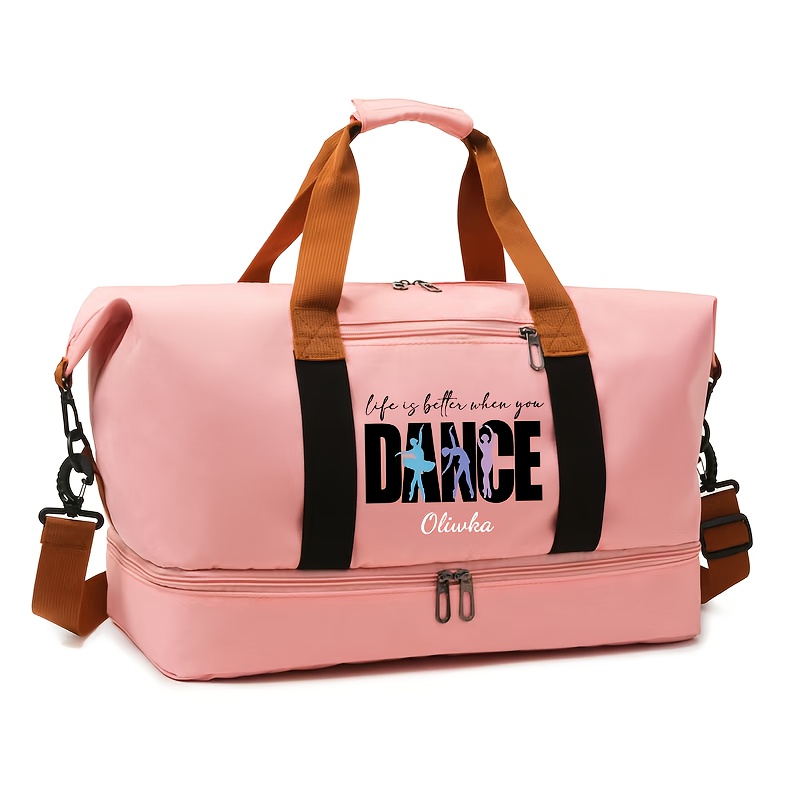 TEMU Customizable Name Shoe Compartment! Spring Travel Bag, Combining Travel, Fitness, And Campus Life! Multifunctional Handle, Crossbody Bag, And