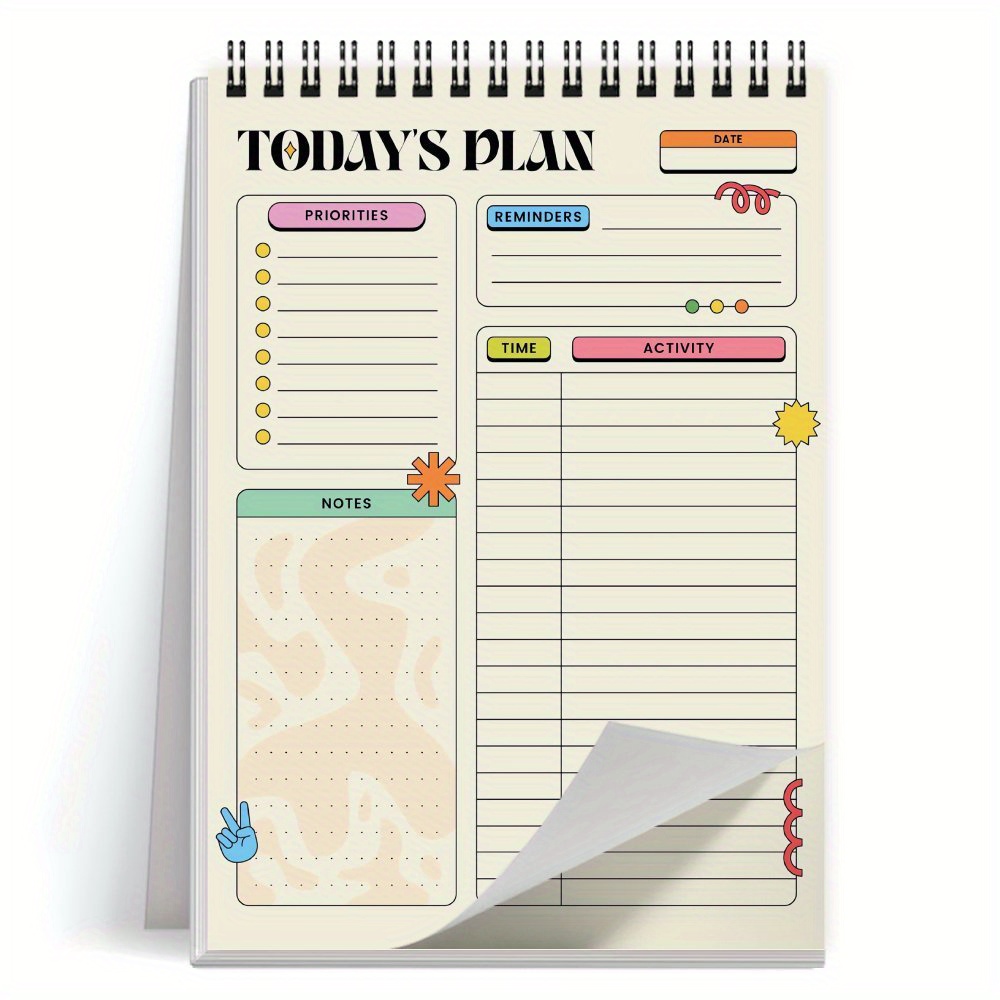 TEMU 1pc Of To-do List Notepad, Spiral-bound Daily Planner Notebook, Task Checklist Organizer Agenda Pad For Work, Note-taking, And Task Management