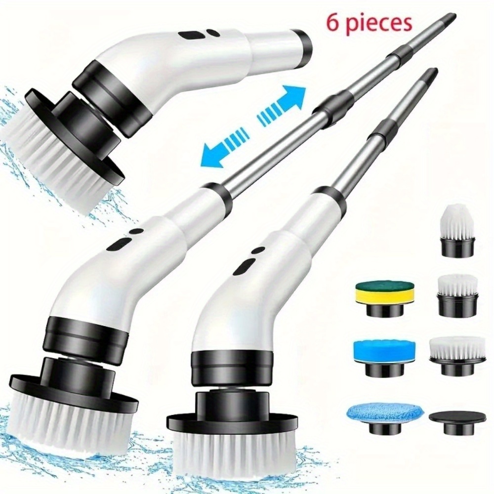 Long Handle Cleaning Brush With 6 Brush Heads Cleaning Brush With 6 Brush Heads Telescopic Handle For Cleaning Bathtub Sink Window Floor A Great Gift