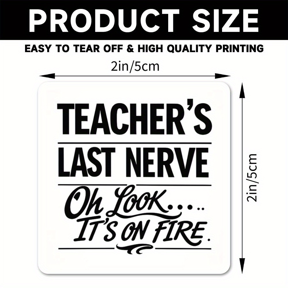 TEMU 1pc Teacher's Last Nerve Humorous Candle Sticker - 2x2 Inch Vinyl Labels With Funny Design, Perfect Gift For Teachers On Birthdays, Christmas,